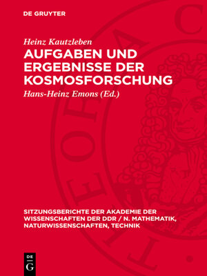 cover image of Aufgaben und Ergebnisse der Kosmosforschung